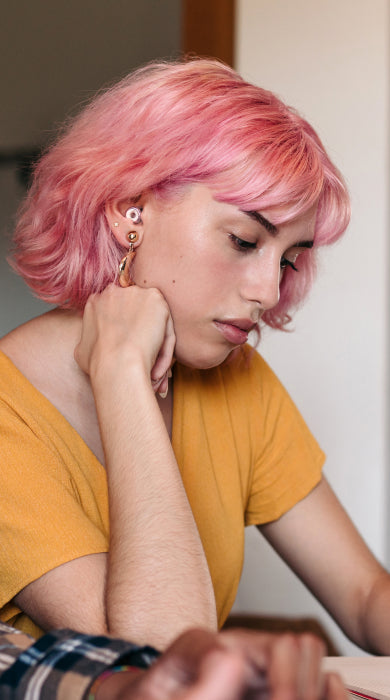 Woman wearing earplugs