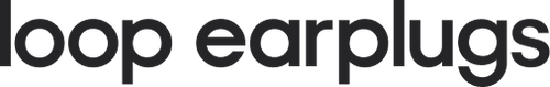 'Black text spelling 'loop earplugs' on a transparent background.'